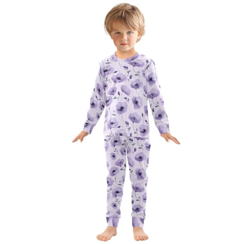 Fustylead Beautiful Light Purple Poppy Cotton Pajamas Long Sleeve Sleepwear Lounge Set3