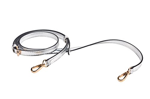 LIVE UP Silver Full Grain Leather Adjustable Replacement Cross Body Purse Shoulder Strap Handbag Bag Wallet, 1/2 Width, Adjustable Length 43-51,Brass Tone (Gold Tone) Hardware Buckles