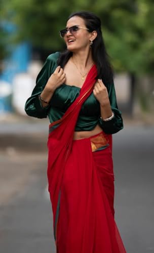 Image of Sudip callection Handloom Mul Cotton Saree for Women - Bottle Green with Pink Border Golden Zari Line & Tassel Pallu