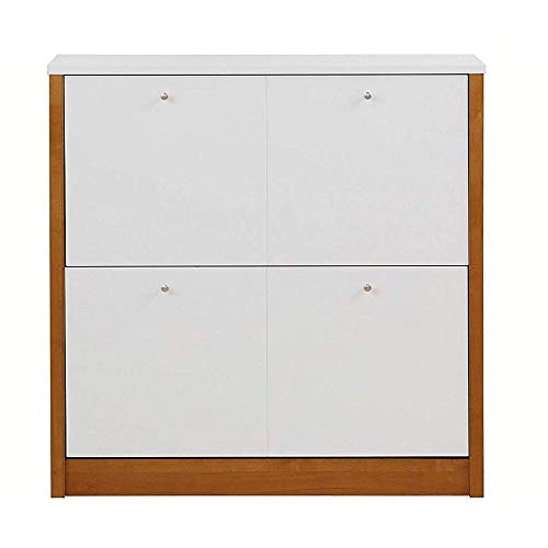 Image of APRODZ Mango Wood Alasta Shoe Cabinet for Home | Shoe Rack Organiser | White Finish