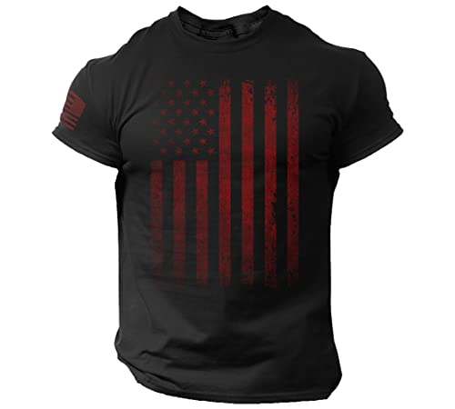 USA Vintage Flag T Shirt Red American Patriotic Distressed