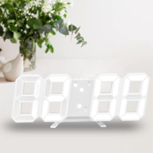 Image of Reacher 3D LED Digital Clock, Intelligent Voice Control Automatic Brightness Adjustment 3D Digital Clock Energy Saving for Living Room for Home