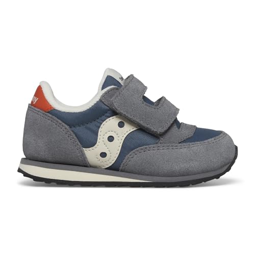 Saucony Jazz Hook & Loop Sneaker (Toddler/Little Kid), Grey/Blue/Orange, 10 US Unisex