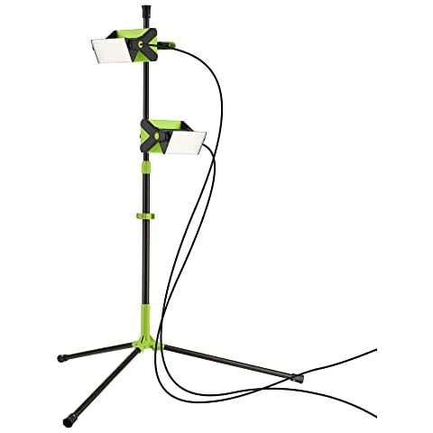 Link2Home 2X 30W LED Work Lights, with Tripod and 2 Clamps 2400 lumens, 360 Rotation Stan with Hooking System, Weatherproof with 6ft. Cord and Impact-Resistant Glass Lens Cover