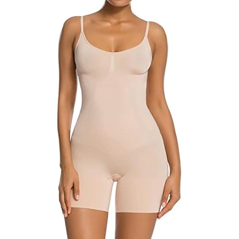 SHAPERX Damen Shapewear Bauchweg Body Shaper Figurformender Ganzkörper Formende Bodys Abnehmen Shaping Bodysuit, UK-SZ6224-Beige-S Cover