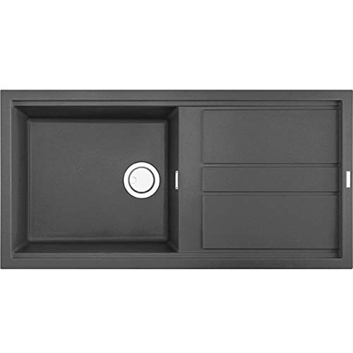ELLECI LKB48099 Best 480 Évier de Cuisine encastré en KERATEK, Gris foncé