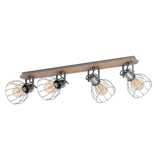 Plafonnier Eglo Sambatello marron avec 4 spots orientables E27 style rétro