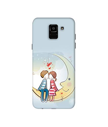 Image of Amazon Brand - Solimo Designer Couple Sitting On Moon 3D Printed Hard Back Case Mobile Cover for Samsung Galaxy J6