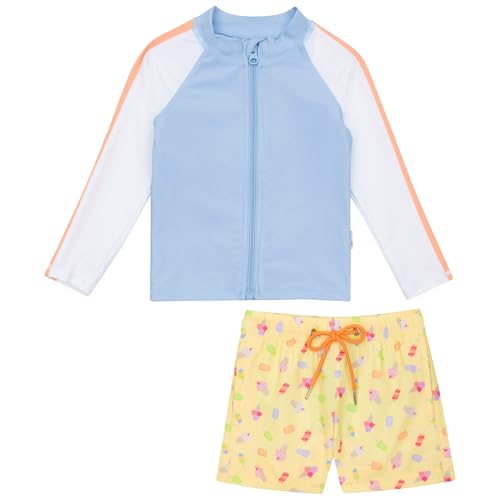 Image of SwimZip Boys' Long Sleeve Rash Guard & Swim Shorts Set - UPF 50+ Sun Protection