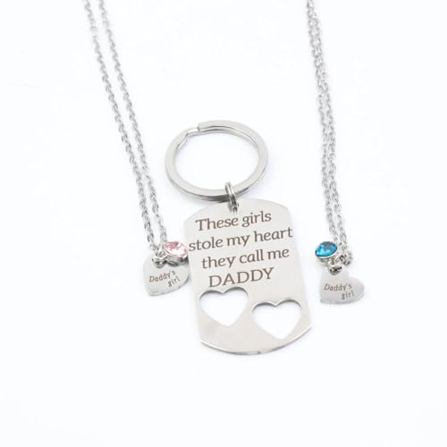 Father Mommy Daughter Necklace These Girls Stole My Heart They Call Me Grandpa Grandma Keychain Family Christmas Gift3