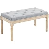 HOMCOM Banco Pie de Cama, Gris Claro