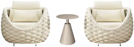 TWT Patio Sofa Set of 3, All-Weather Handwoven Rope Sofas with Ro...