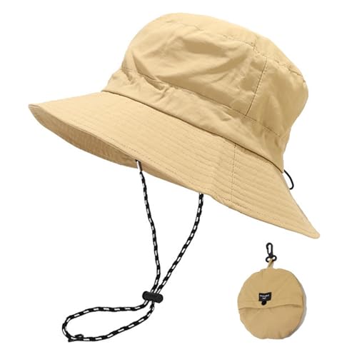 FYting Bucket Hat,Sombrero Mujer Verano,Gorro Pescador Hombre,Resistente A la Lluvia |Protector Solar |Secado Rápido |Sombrero para El Sol Plegable, para Playa, Piscina, Camping, Viajes (Caqui)