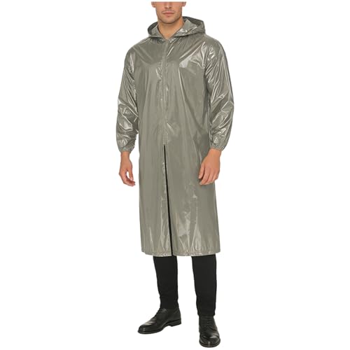 Blouson anti vent imperméable long homme avec fermeture éclair étanche