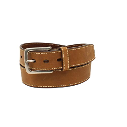 ARIAT Men's Embossed Logo Leather Belt, Medium Brown, 46