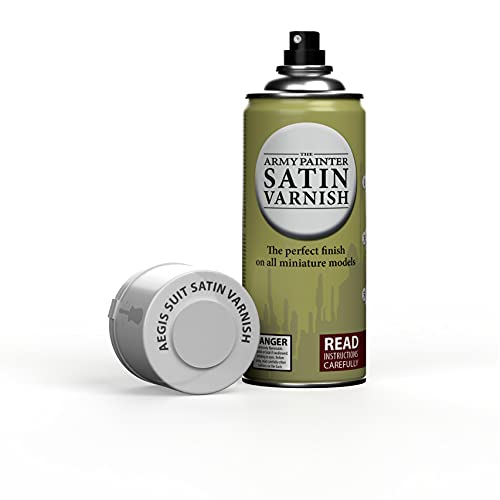 The Army Painter Aegis Suit Satin Varnish Spray for Miniature Painting - After Quickshade Spray Paint Top Coat Acrylic Varnish - Satin Finish Spray for Acrylic Model Paint, 400ml Can