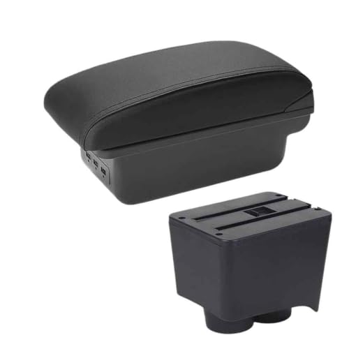 Compatible For Volkswagen Polo Armrest VW Polo 9N 3 Car Armrest Box 2002-2009 Retrofit Parts Storage Box Car Interior Accessories USB(B2 Black line 3USB)