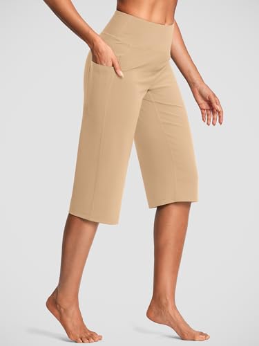 Image of ISEEGZ 15 inch / 18 inch / 21 inch / 25 inch Capri Pants for Women High Waist with Pockets Women's Capris Workout Yoga Pants Loose Straight Leg