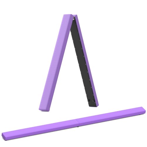 Erreyht - Viga de equilibrio para gimnasia, barra de gimnasia plegable (2,1 m/220 LB, de piel sintética, plegable, para entrenamiento en casa