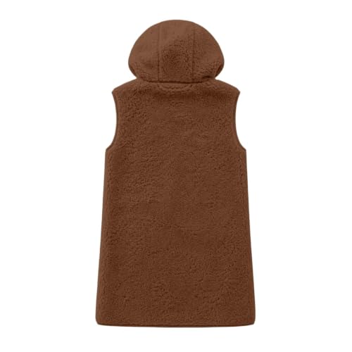 Womens Fleece Vest Warm Hooded Sherpa Long Button Down Vest Cardigan - image 7