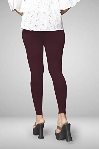 Image of Women's Cotton Skinny Leggings with Ankle Length Solid Pattern Mid Rise and Elastic Closure | Cotton Skinny Leggings for Womens