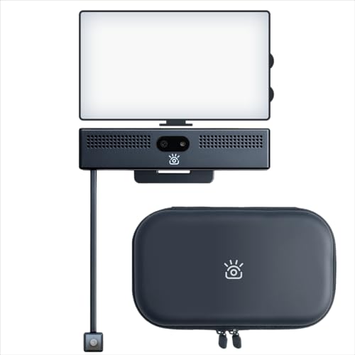iContact Camera ProHello + Light Panel + Carrying Case. Pro HD 4K Webcam with Eye Contact, Noise Cancelling Mic, Plug and Play USB for Mac & PC Zoom, Wireless Webcam, Conferencing and Video Calling