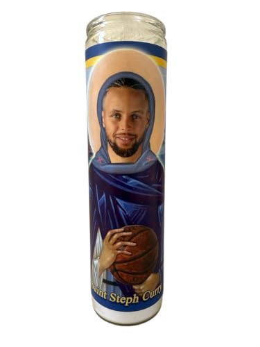 Fan Faithful Saint Steph Curry Gameday Prayer Candle: Warriors Blue Candle Decor Merchandise and Decoration for True Fan, Man-Cave or Gameday Shrine. Great Birthday or Father's Day Gift.