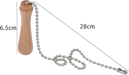 Image of Light Wood Beaded Pull Chain Extension with Connector Wooden Pillars Walnut Pendant Antique Brass Pull Chain for Ceiling Fan Chain, Ceiling Fan Pull Chains,Ceiling Fans and Accessories(12 Inch)