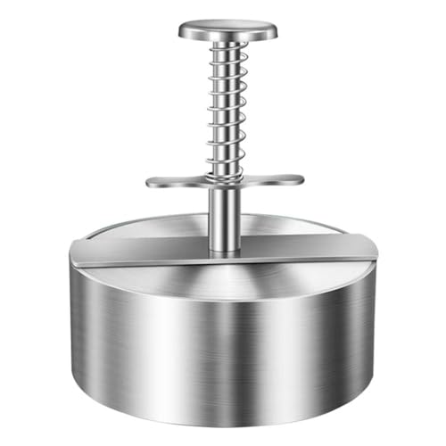 Molde de prensa de hamburguesas de acero inoxidable ajustable, antiadherente, manual, para hacer hamburguesas de carne y hamburguesas caseras (plateado)