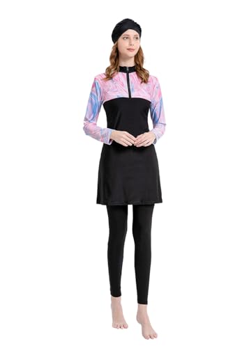 Muslim Swimsuits for Girls Modest Islamic Swimwear 3Pcs Burkini Set Bathing Suit (S,S3)