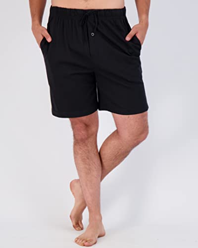 Real Essentials 3 Pack:Mens Cotton Ultra-Soft Knit Sleep Pajama Shorts & Lounge Wear (Available In Big & Tall)2