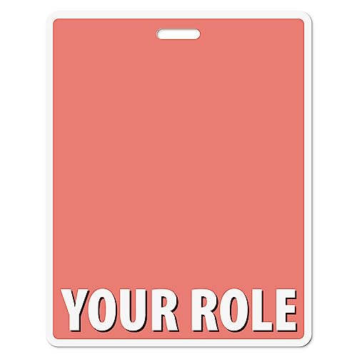 Custom Badge Buddy - in Full Coral Pink Color - Horizonal Oversized (50 Pcs) - Double Sided Full Color Backer Card with Border- Durable and Water Resistant with White Border by BadgeZoo