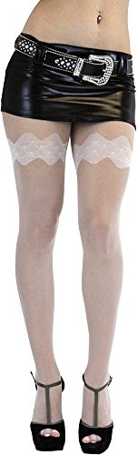 Image of ToBeInStyle Women's Faux Print Suspender Garter Sheers Pantyhose