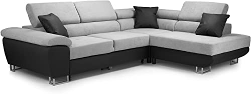 GSW - Anton - Sofa - Storage - Sofa Bed - Black/grey - Faux leather/fabric (Black/Grey, Left hand corner and Right hand corner) (Right Hand Corner) GSW - Anton - Sofa - Storage - Sofa Bed - Black/grey - Faux leather/fabric (Black/Grey, Left hand corner and Right hand corner) (Right Hand Corner)