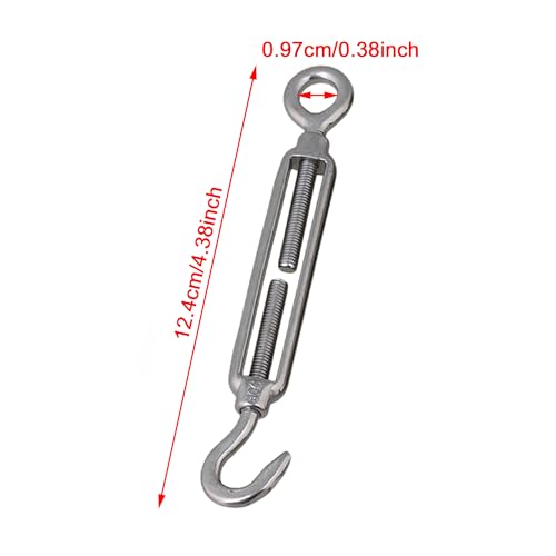 Tensor para cable de acero inoxidable M5 con gancho y ojal plateado paquete de 10 miniatura 3