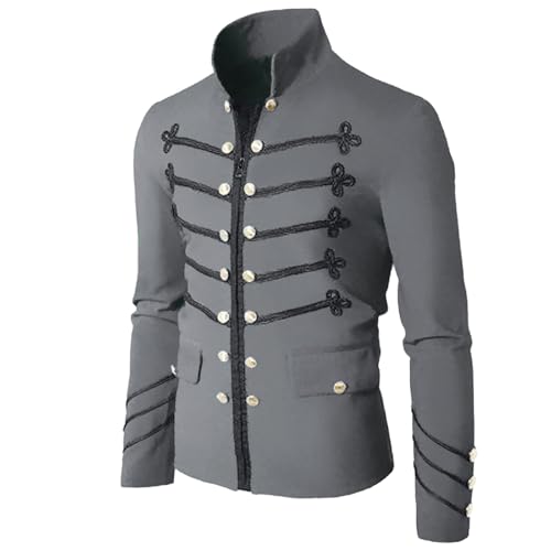 Photo de sutelang lurryly Steampunk Militaire Officier Parade Veste Vintage Manteau Long Victorien Steampunk Régence Aristocrate Vampire Mariage Veste Gothique Homme?