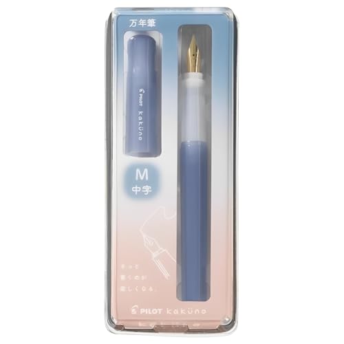 Image of Pilot Kakuno Fountain Pen Madoromi Color Series, Gold (Smiley Face) Medium Nib, Perfect for Beginners and Creative Expression, Blue, PFKA-1MDLM