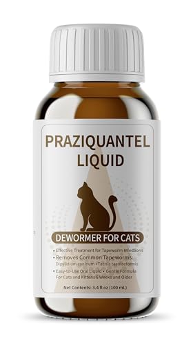 Praziquantel 0.5% Tapeworm Treatment Dewormer for Cats & Kittens 6 Weeks and Older, Gentle & Easy-Dose Formula