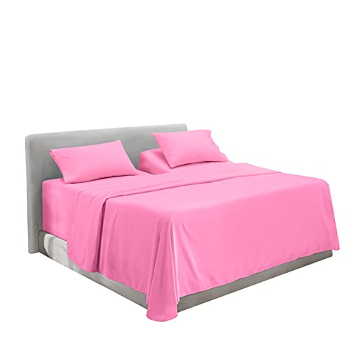 Image of Hearth & Harbor Extra Deep Pocket Split King Sheets - 5 Piece Hotel Luxury Bed Sheets Set Fits Up to 24 inch Mattress - Soft & Breathable Luxury Split King Bed Sheet Set, Split King, Light Pink