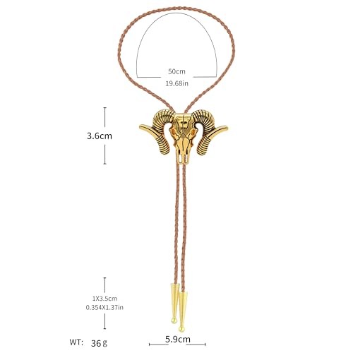 Image of Jeilwiy Bolo Tie for Men Western Cowboy Tie Necklace Gold Bolo Tie Leather Necktie Halloween Tie Accessories for Women