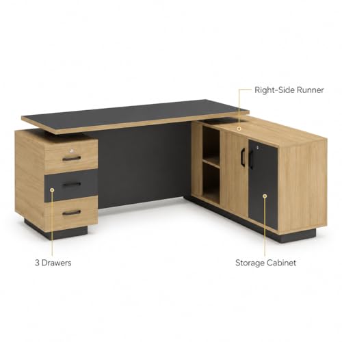Image of RA412 6 ft Executive Desk, Engineered Wood, R5 Grey