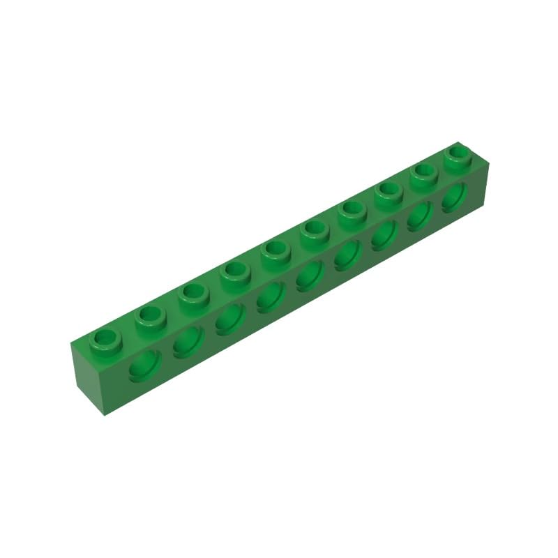 XYEIUGO 2730 Technology Brick Technic Brick 1x10 [9 Holes], Green, 10 PCS — image 1