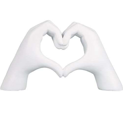 Kityemo Liebe Finger Statue Modern, Weiß Geste Dekoration, Moderne Kunst Skulptur Personalisierte Finger Perfekt für Kreative Hochzeit und Desktop Decoratio