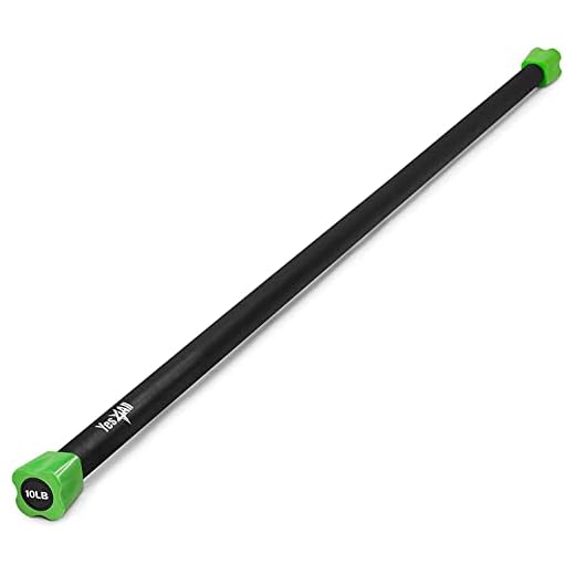 Yes4All Total Body Weighted Workout Bar, Body Bar For Exercise, Therapy, Aerobics, and Yoga, Strength Training 10lbs