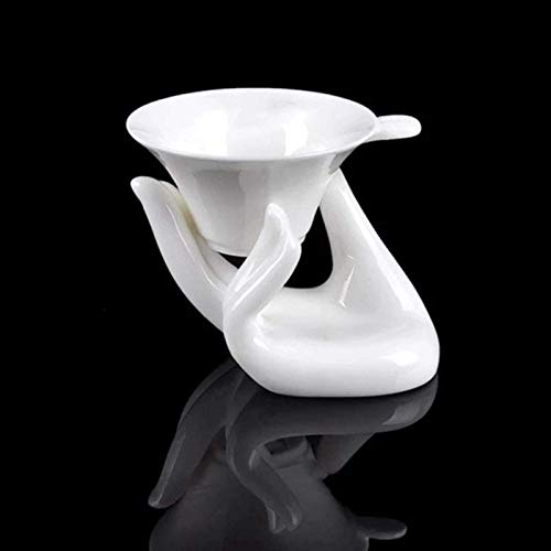 Radhikas Fine Teas and Whatnots - Porcelian Strainer, Hand-Holder Set, Unique Porcelian Hand Holder Design, Ideal for Office Use, Brewing Loose Leaf Tea, Made of High Fired, Finely Glazed Ceramic, Perfect to Strain Tea and Coffee, For all types of Green Tea Black Tea, Easy to Use