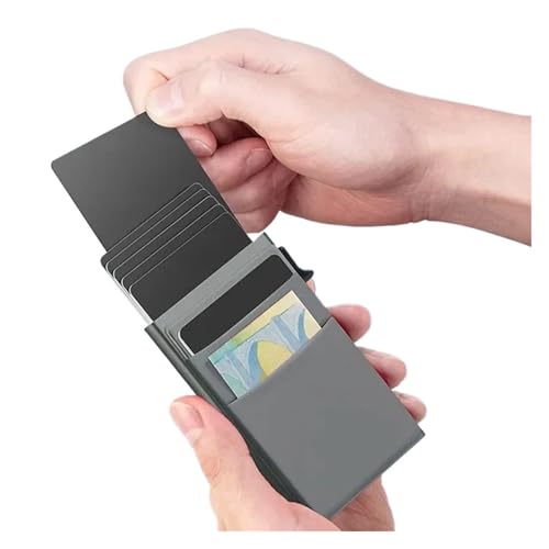 Credit Card Holder Men Thin Slim Mini Minimalist Wallets Luxury Metal Bank ID Cardholer Case Wallet, Compatible for Carteras(Gray)3