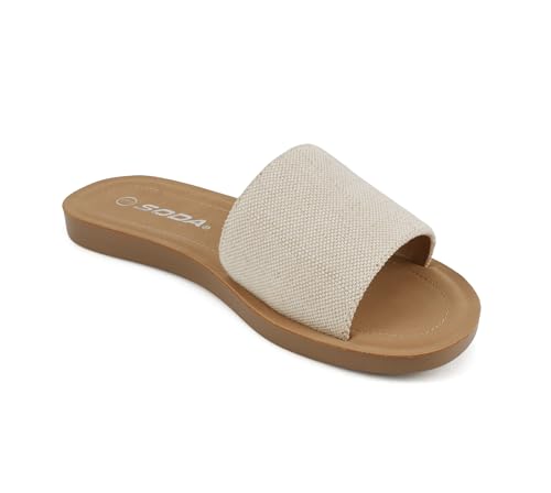 Image of Soda Shoes Efron-S Women Flip Flops Basic Plain Slippers Slip On Sandals Slides Casual Peep Toe Beach