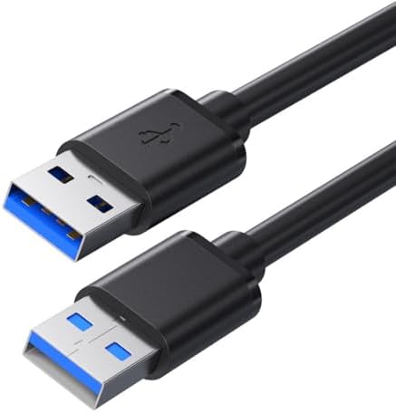 USB 3.0 A to A Male Cable, USB Male to Male Double End Cord 5ft Compatible with Hard Drive Enclosures, DVD Player, Laptop Cooling Fan/Pad, Printer, Camera and More