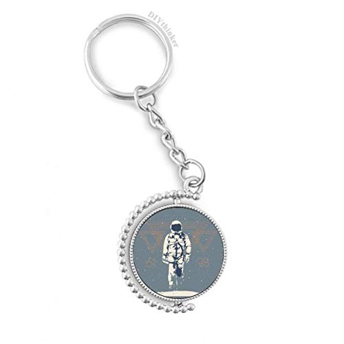 Porte-clés Univers et Alien Spaceman key ring rotatif multicolore pour clés auto