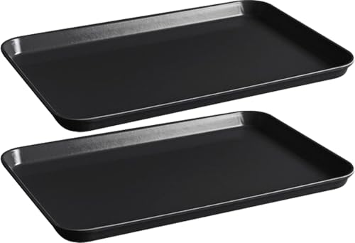 Black Steel Mayo Instrument Work Trays, 24 Gauge, Set of 2, 21.5